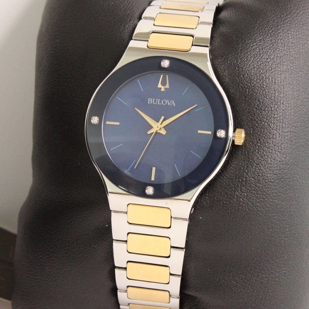 Bulova Women's Watch Diamond Indices Blue Mother Of Pearl Dial 32mm - Picture 4 of 13